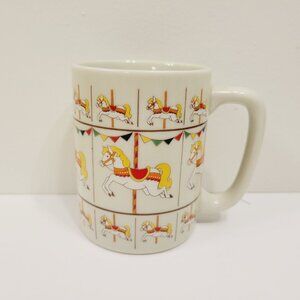 Vtg Otagiri Carousel Horses Merry Go Round Banner Porcelain Coffee Tea Cup Mug
